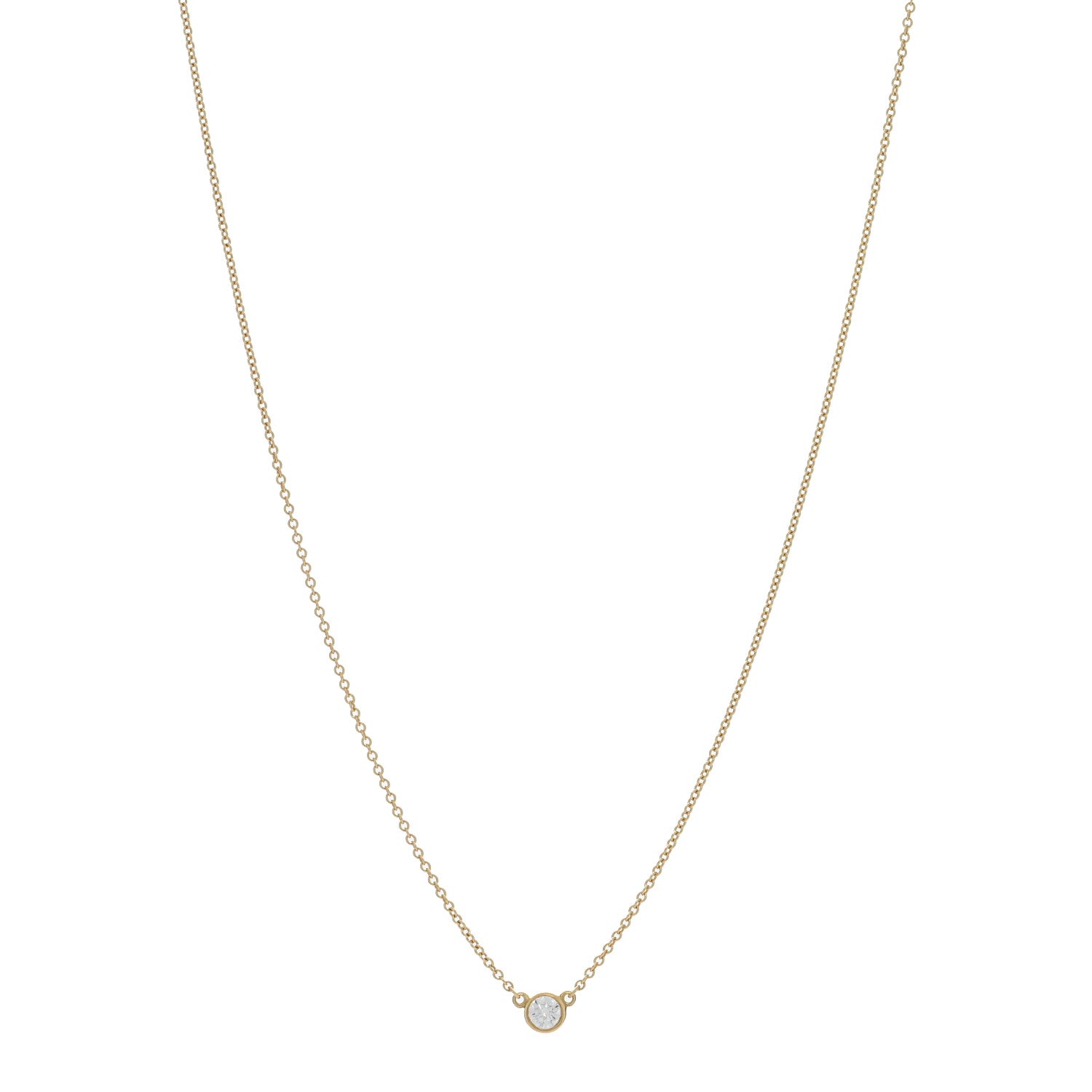 Tiffany 18K Yellow Gold Diamond .17ct Elsa Peretti Diamonds by the Yard Heart Pendant Necklace 1 of 4