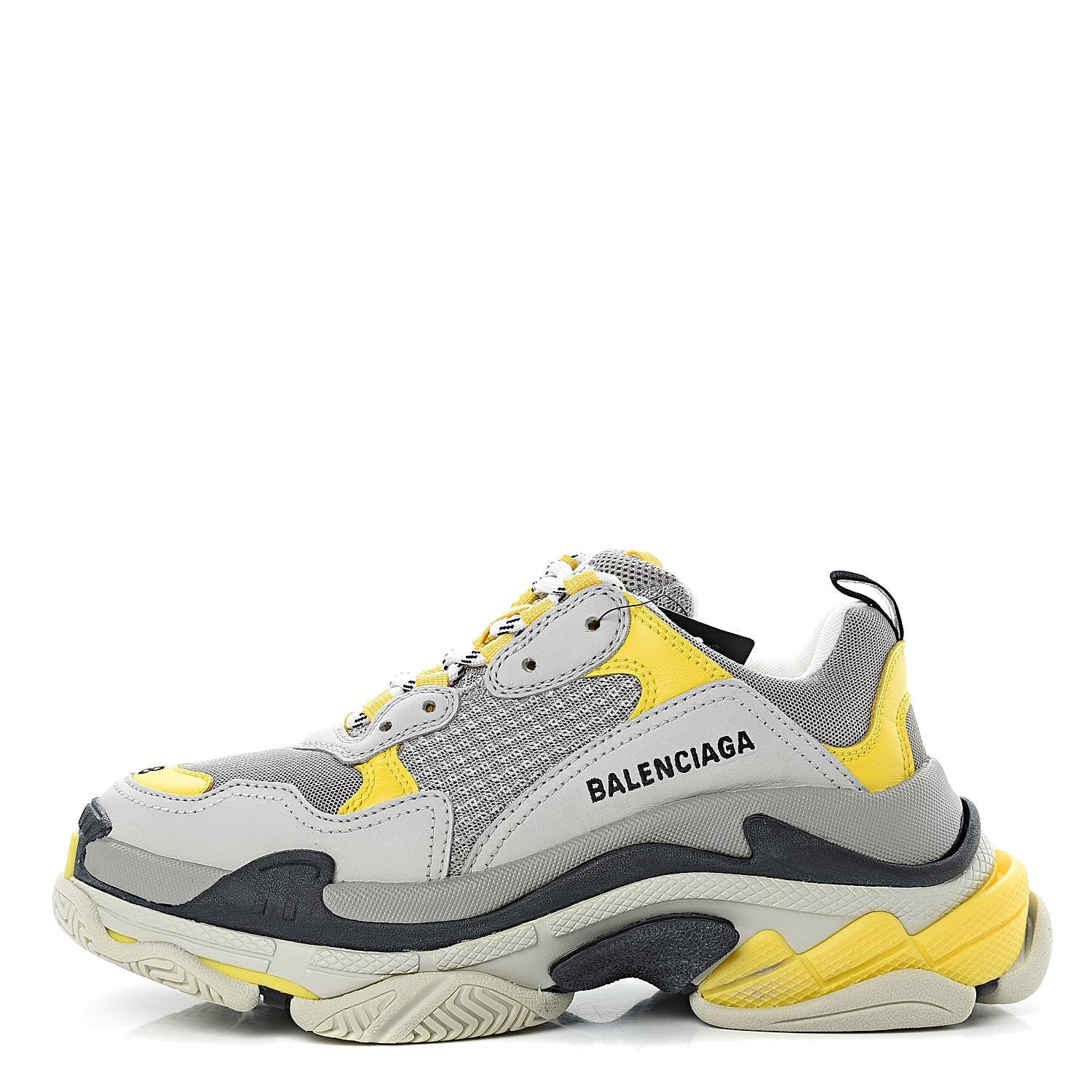 Balenciaga Fabric Mesh Womens Triple S Sneakers 38 Yellow Grey White 1 of 8