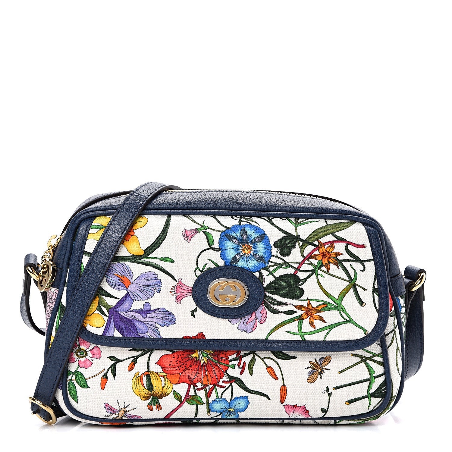 Gucci Canvas Flora Floral Shoulder Bag White Blue Agata Mulitcolor 1 of 9