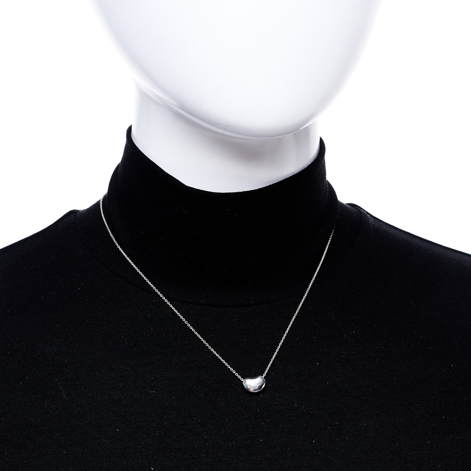 Tiffany Sterling Silver 11mm Elsa Peretti Bean Pendant Necklace 2 of 4