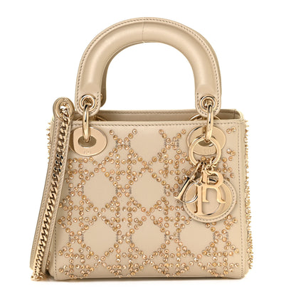 Christian Dior Metallic Lambskin Crystal Cannage Mini Lady Dior Platinum 1 of 7
