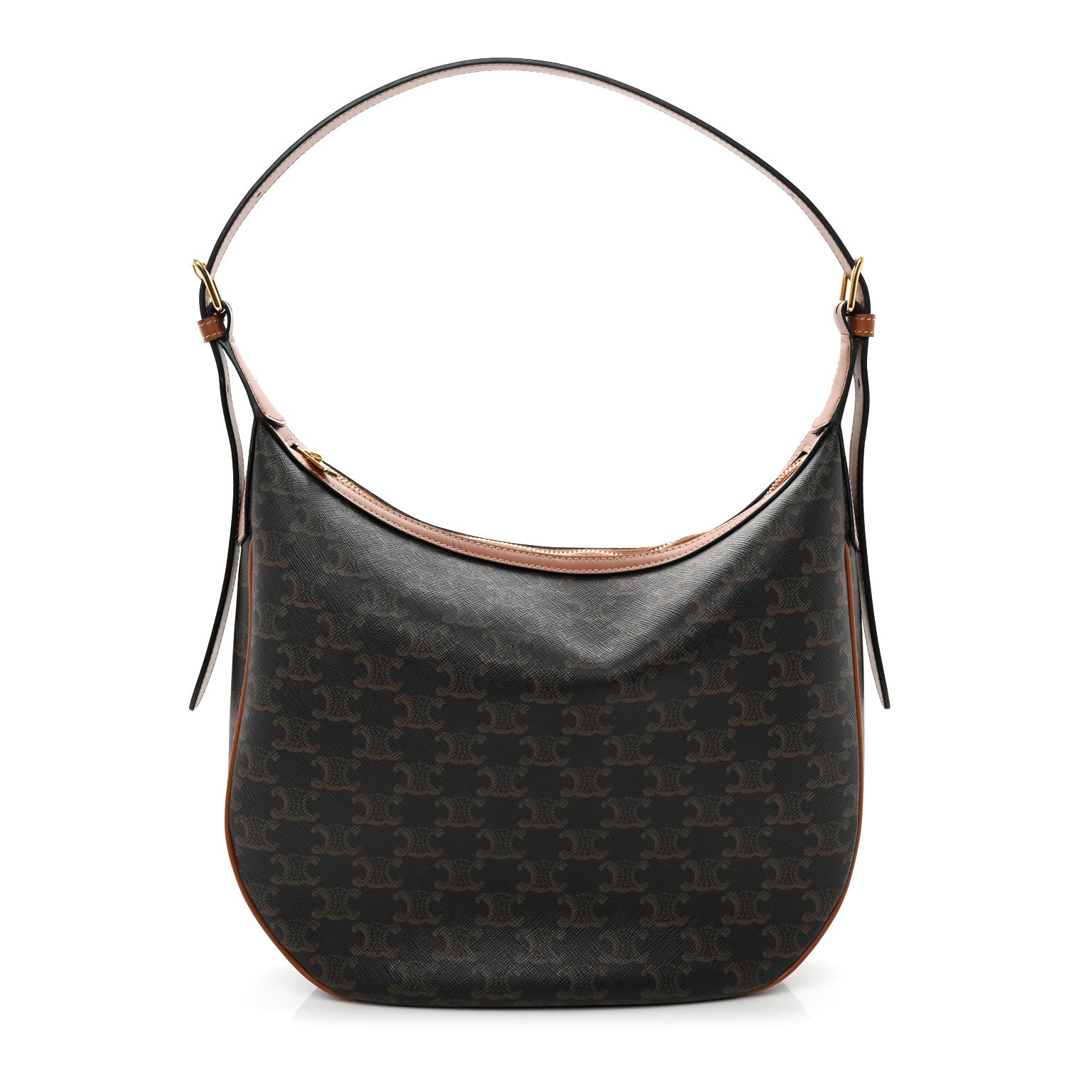 Celine Calfskin Triomphe Canvas Small Heloise Shoulder Bag Tan Tan 1 of 10
