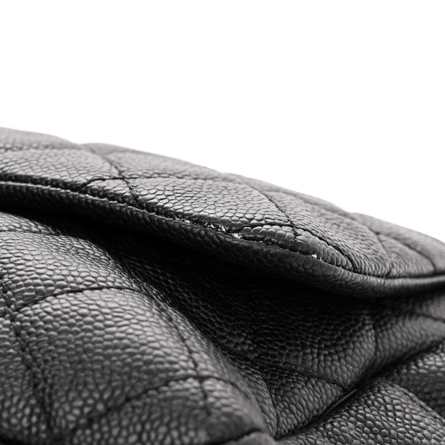 Caviar Quilted Travel Flap Tote Black