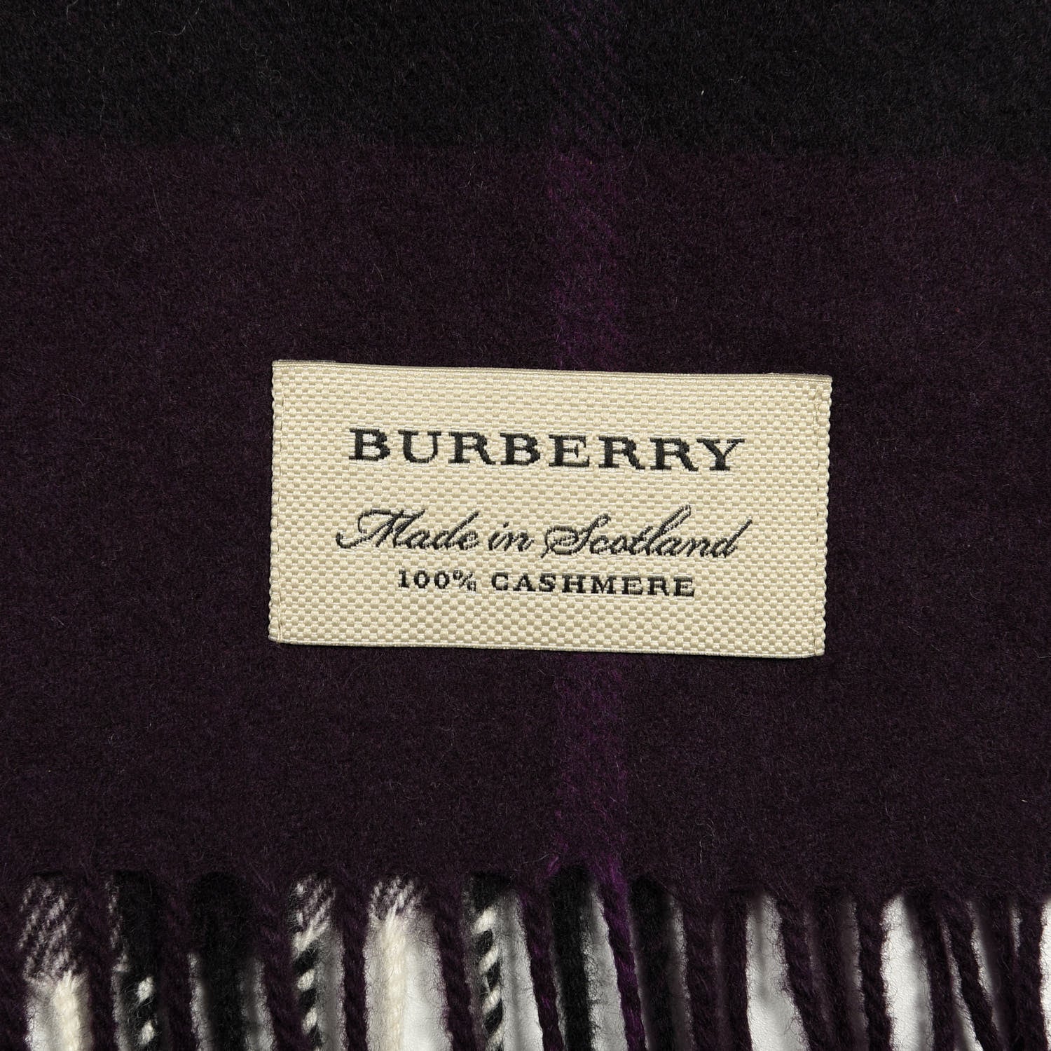 Burberry Cashmere Giant Check Fringe Scarf Purple 3 of 4