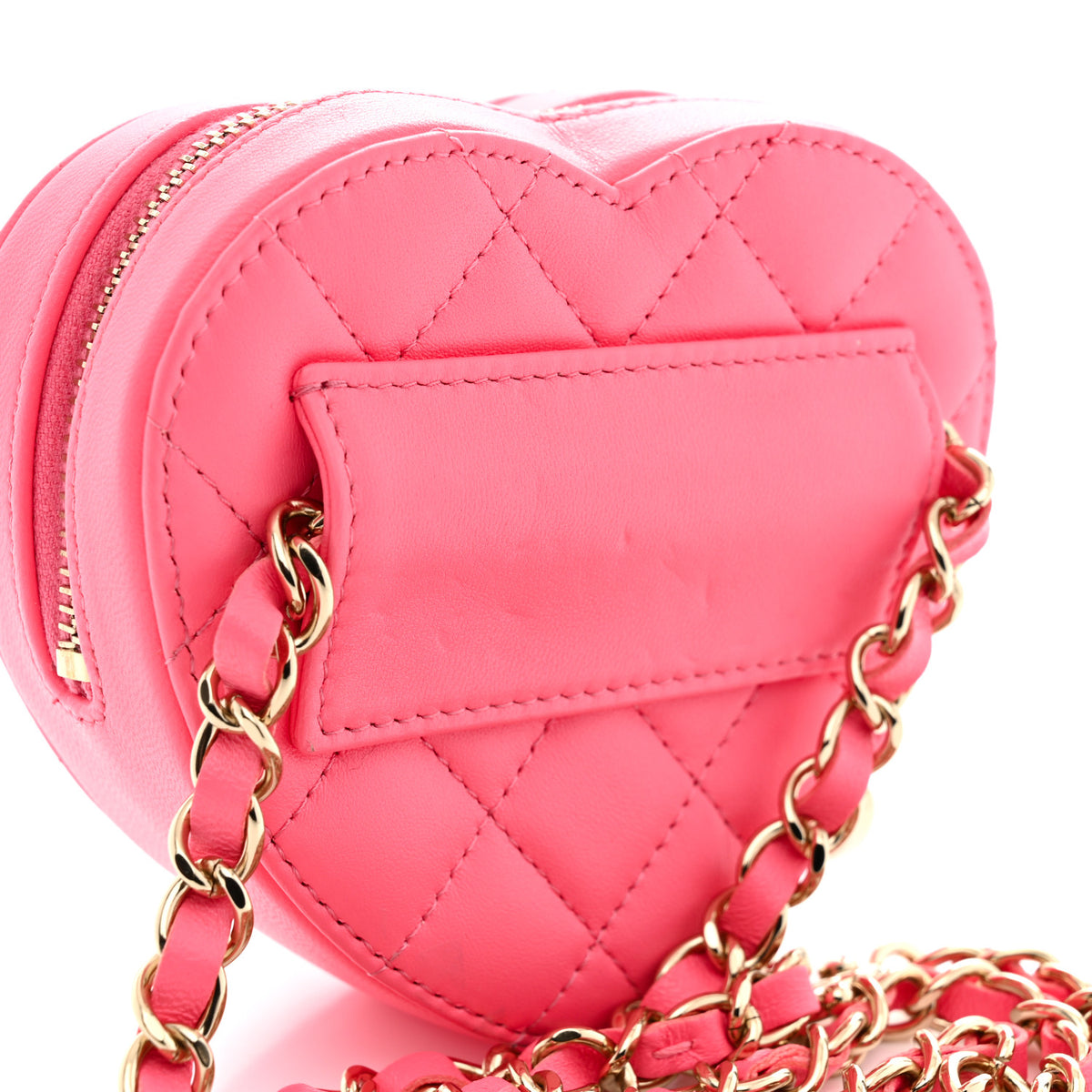 Chanel Lambskin Quilted CC In Love Heart Waist Belt Bag With Chain Pink 11 of 12