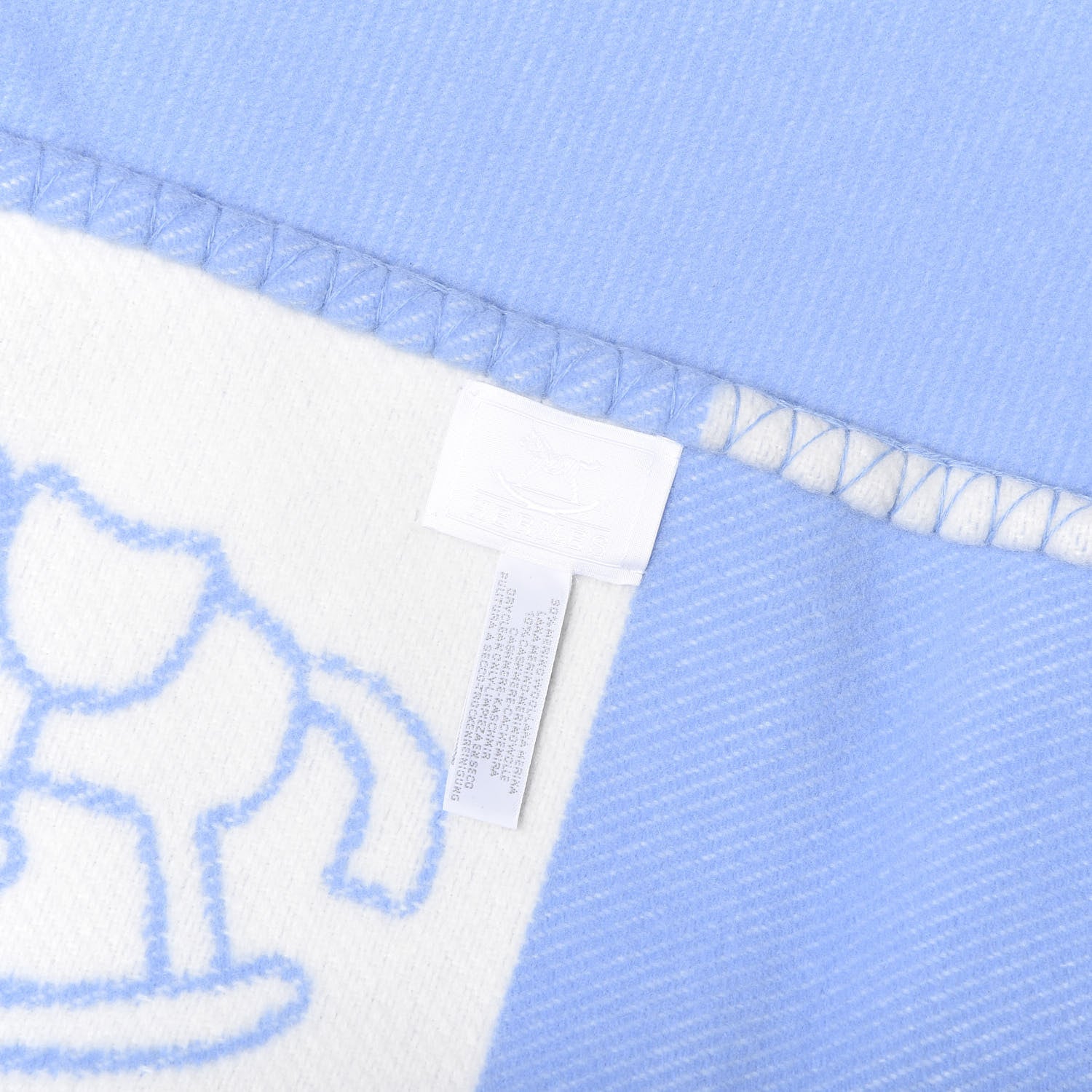 Hermes Wool Cashmere Adada Avalon Baby Blanket Blue Glacier 4 of 4