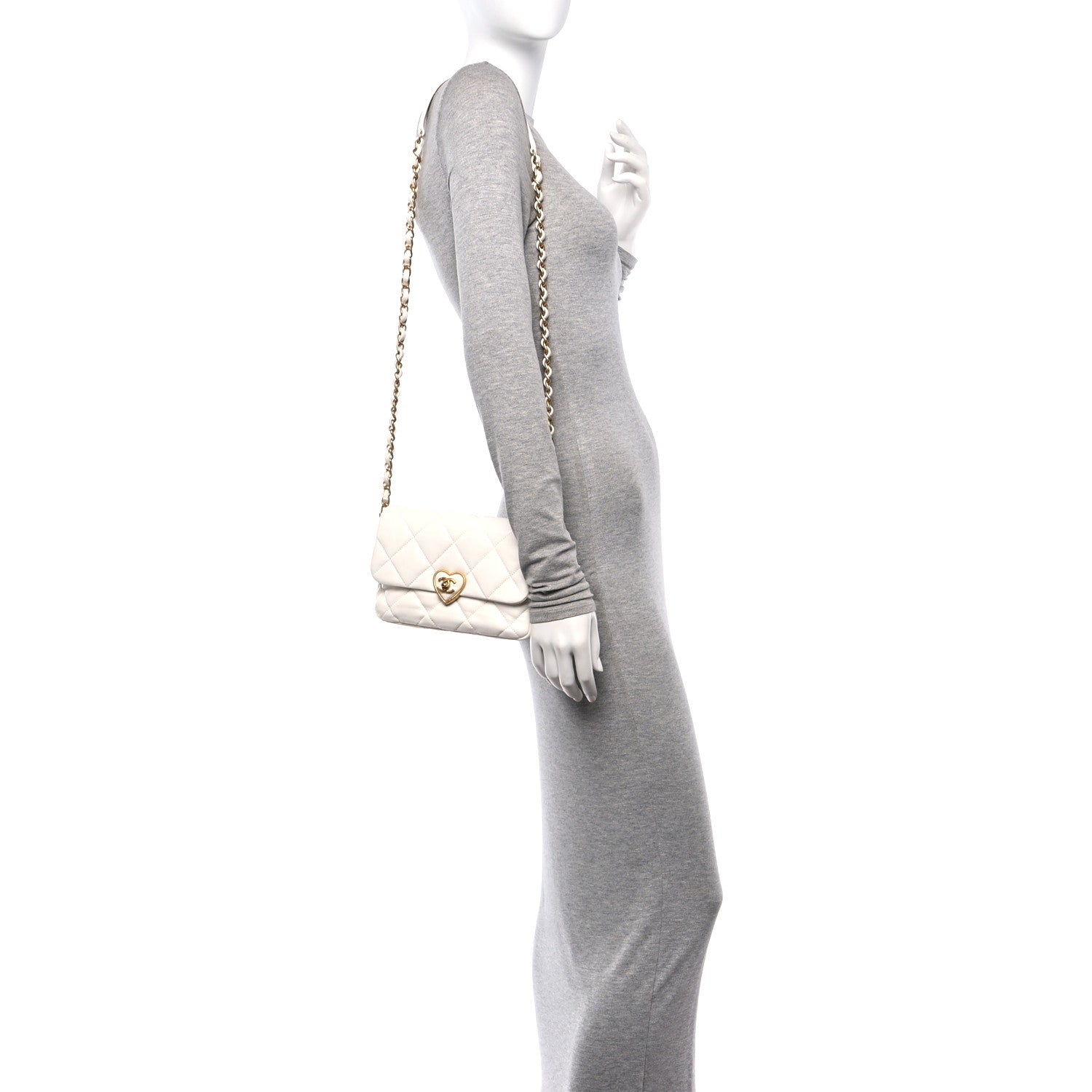 Chanel Lambskin Plexiglass Quilted Coco Love Flap White 2 of 12