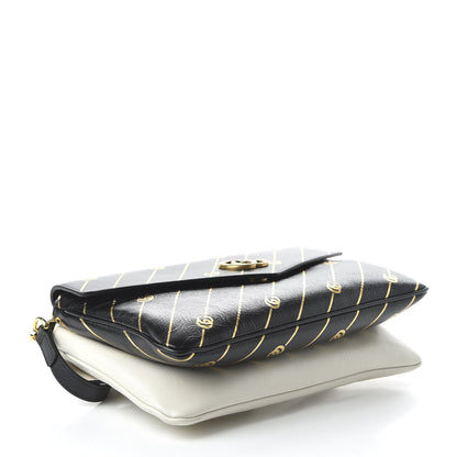 Gucci Calfskin Diagonal GG Medium Thiara Double Envelope Shoulder Bag Black White 4 of 10