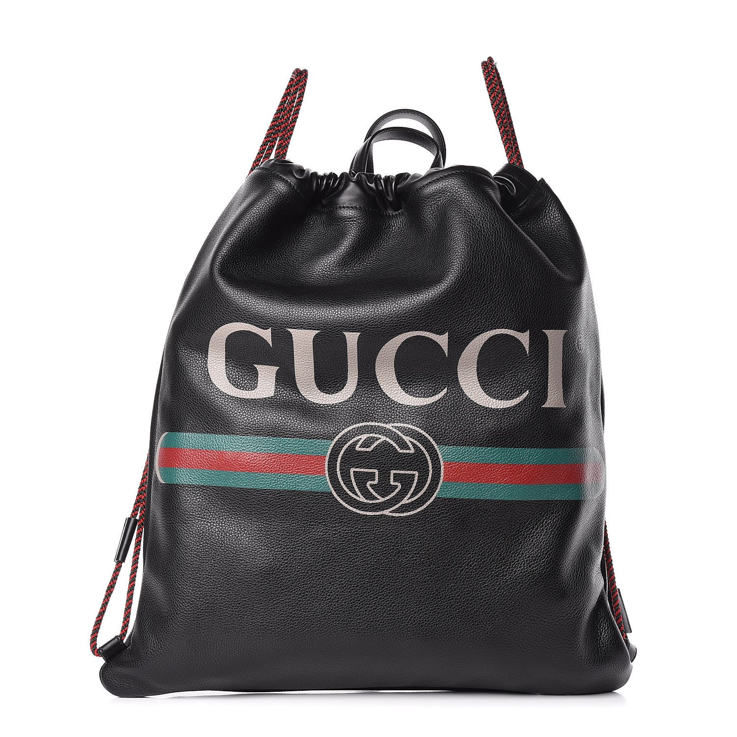 Gucci Calfskin Logo Drawstring Backpack Black 3 of 11