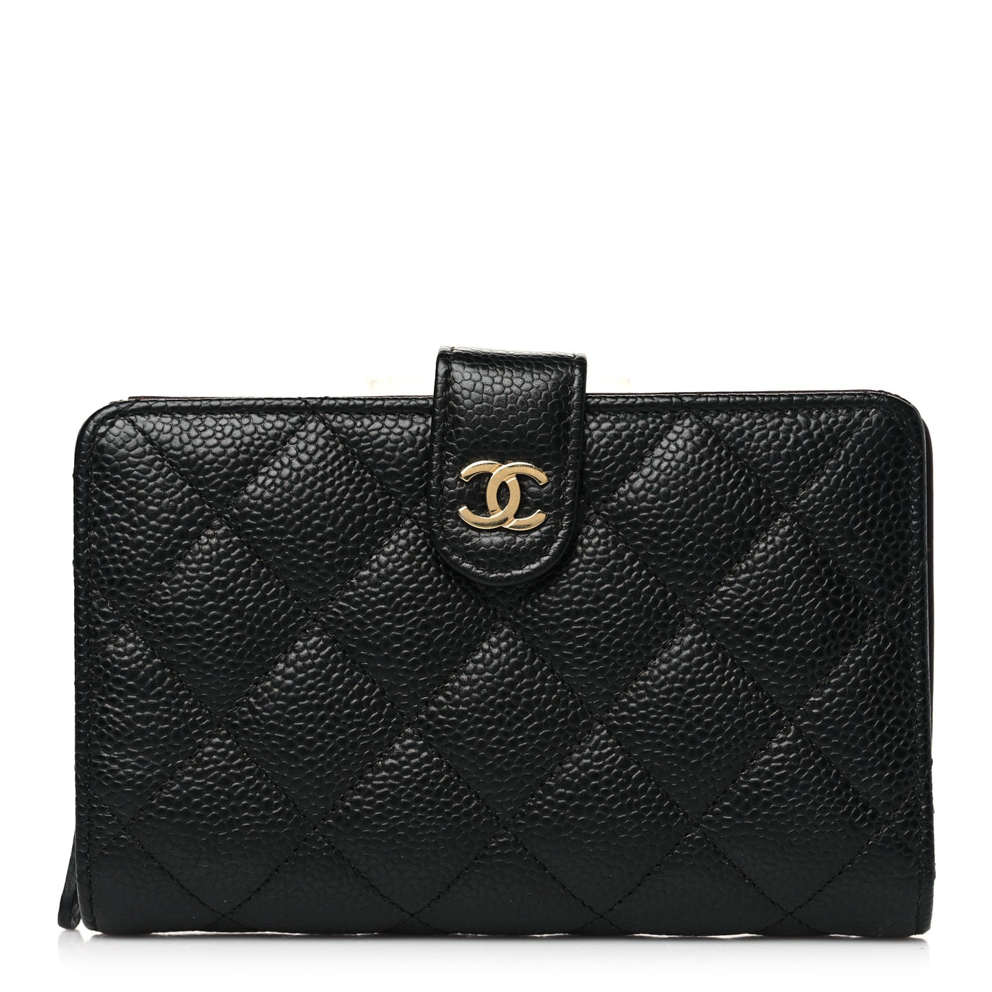 Caviar Quilted Zipped Pocket Wallet Black
