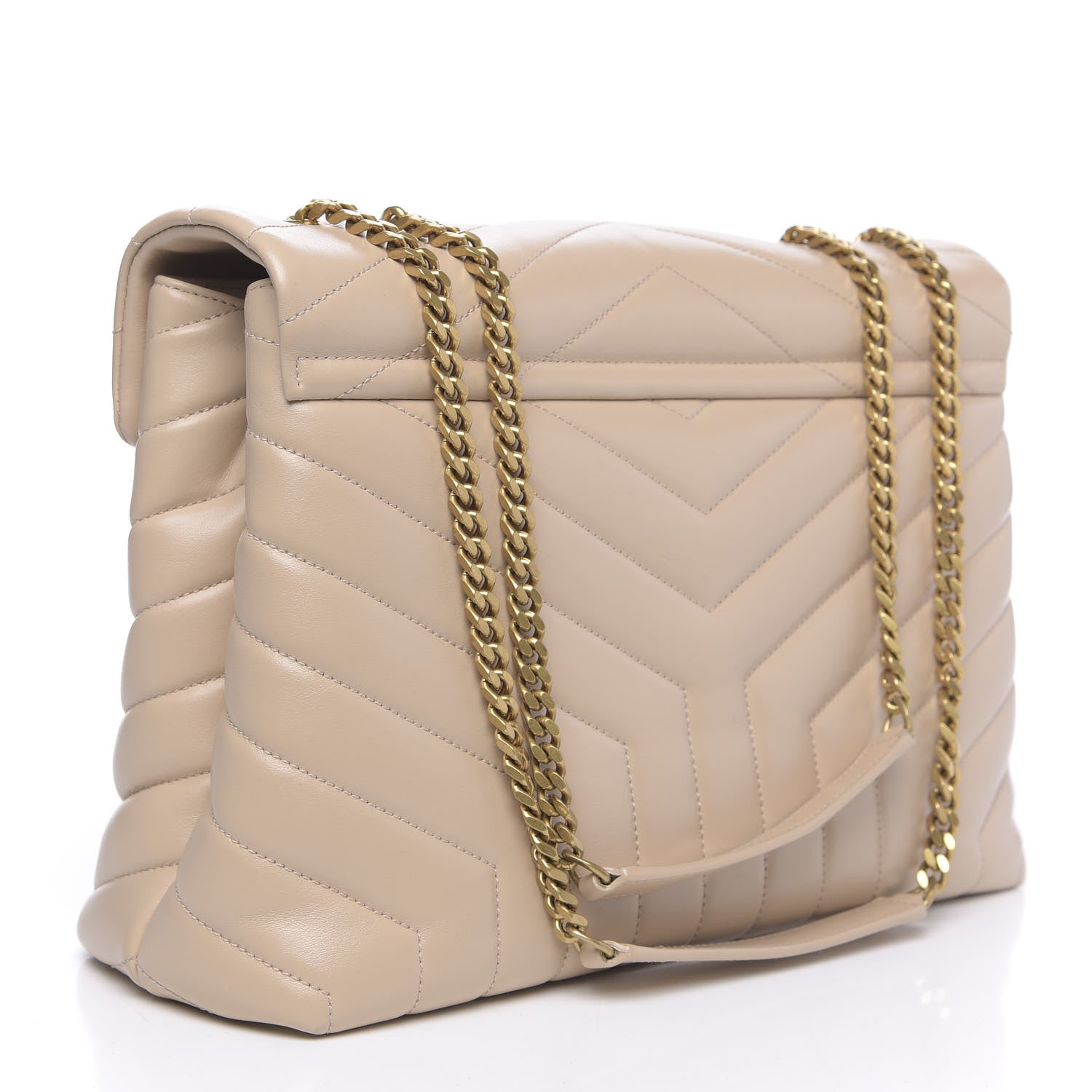 Saint Laurent Calfskin Y Quilted Monogram Medium Loulou Chain Satchel Nude Powder 3 of 10
