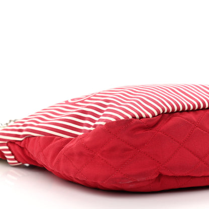 Chanel Striped Canvas Logo Tote Red 9 of 10