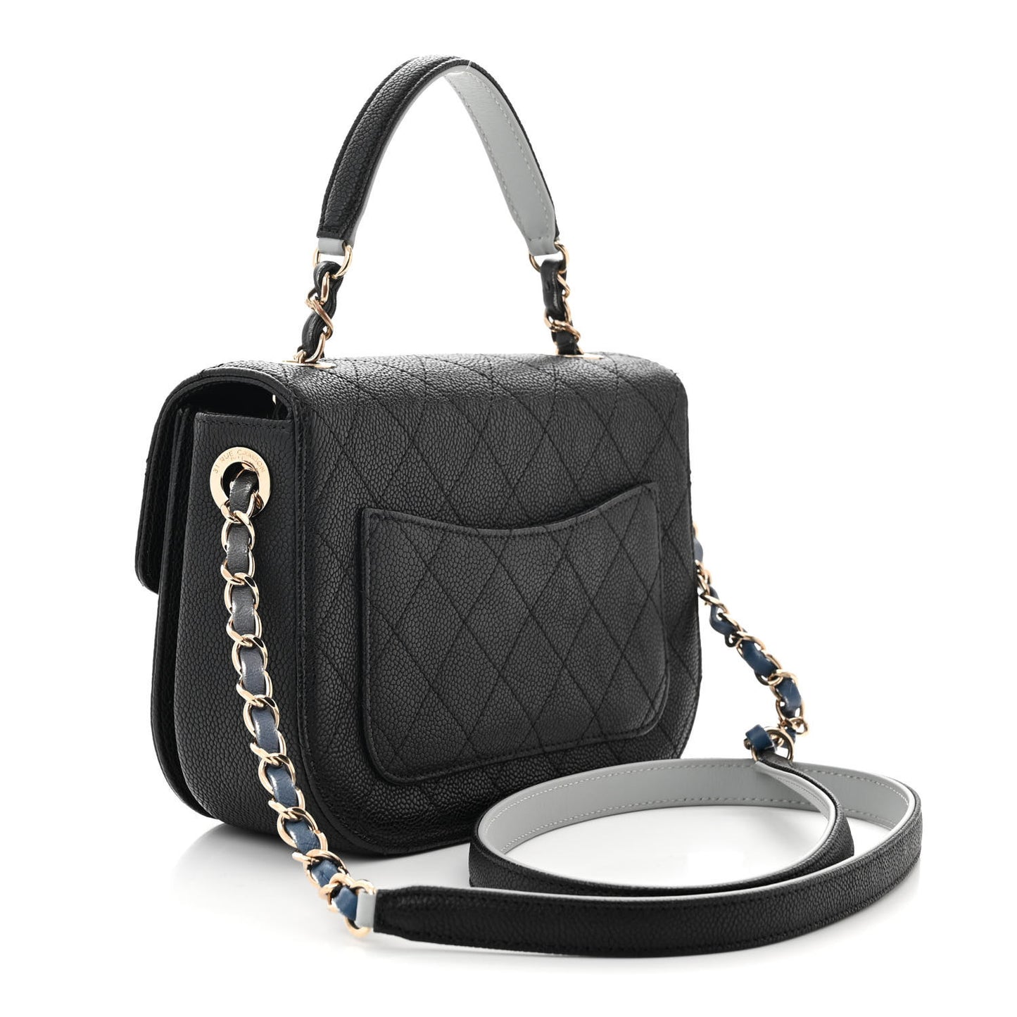 Grained Calfskin Quilted Small Cuba Top Handle Flap Black