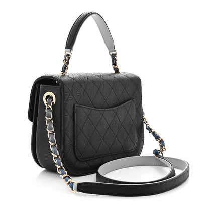 Chanel Grained Calfskin Quilted Small Cuba Top Handle Flap Black 3 of 11
