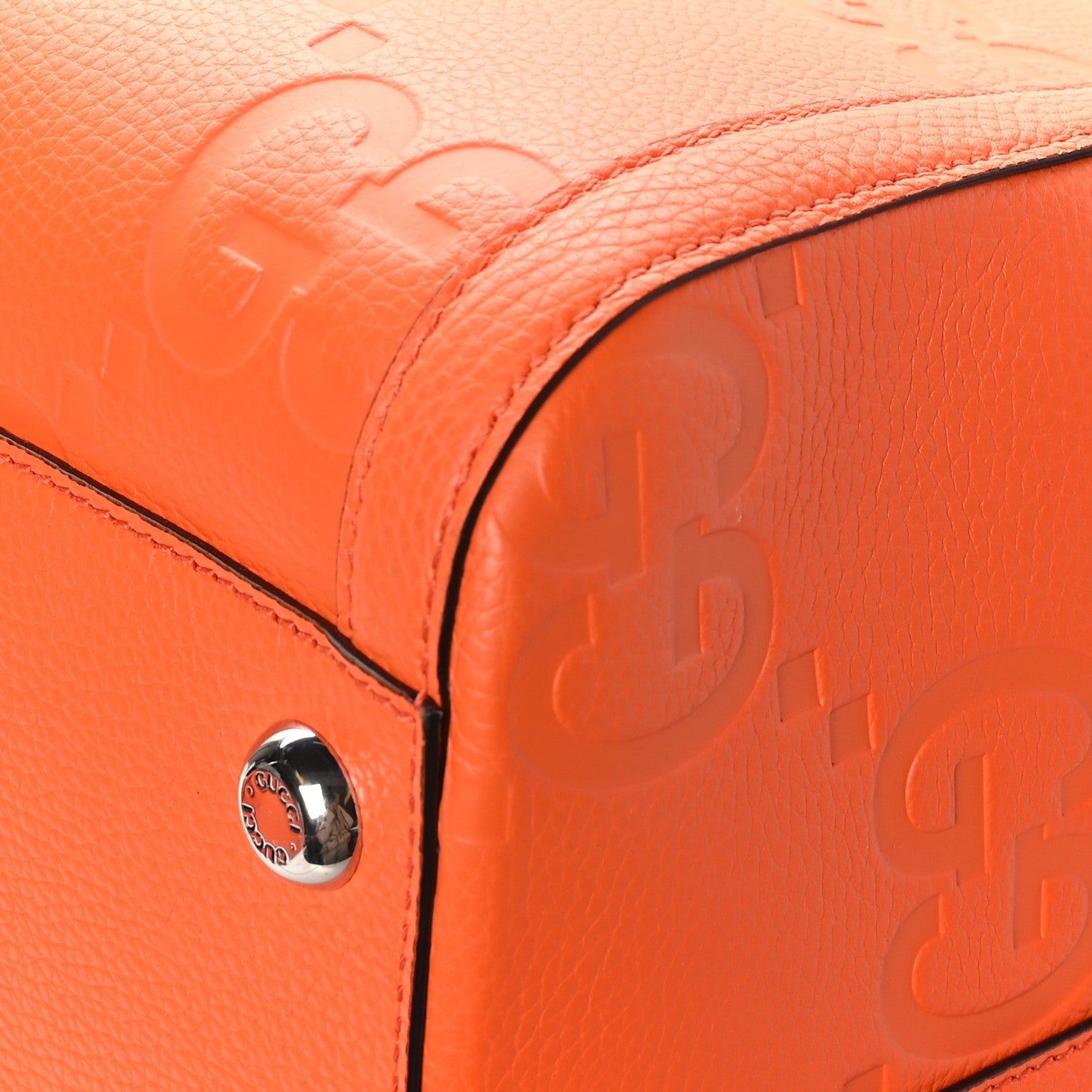 Gucci Piuma Calfskin Jumbo GG Embossed Large Duffle Bag Good Orange 10 of 10