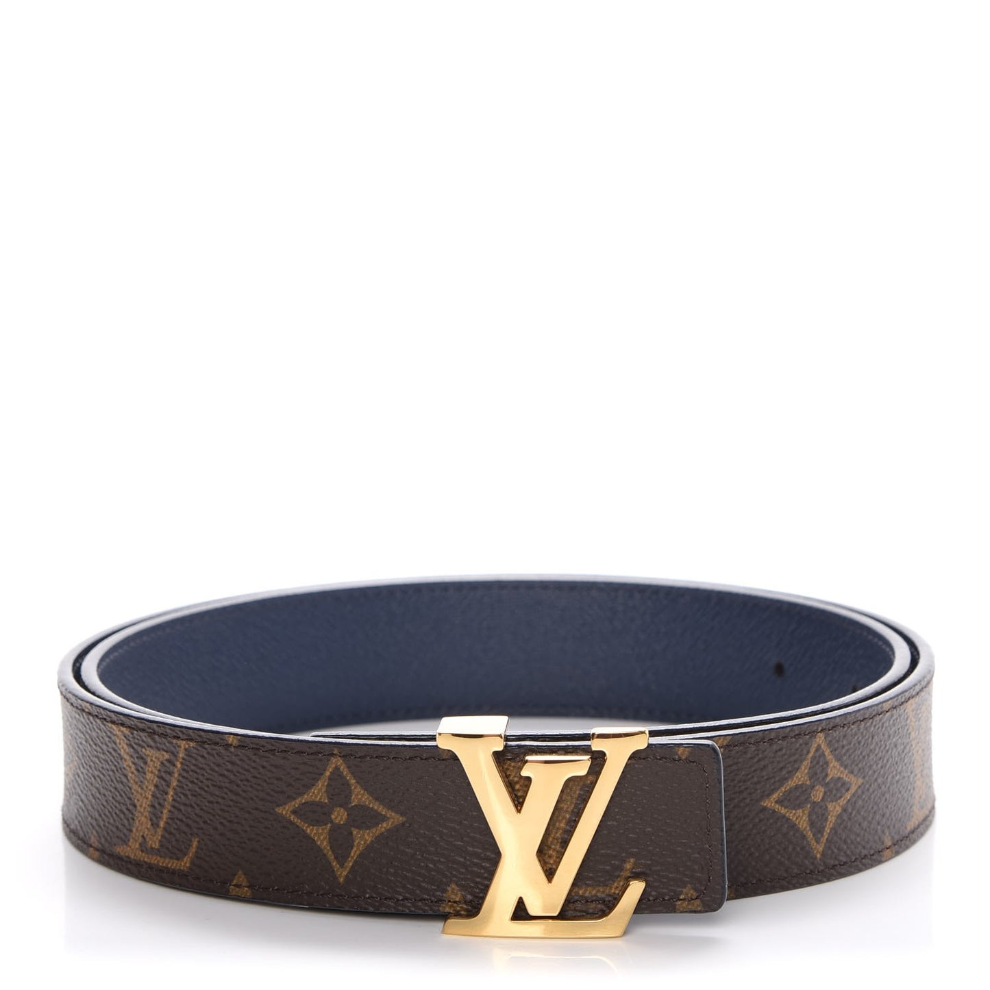Calfskin Monogram 30mm LV Initiales Reversible Belt 85 34 Indigo