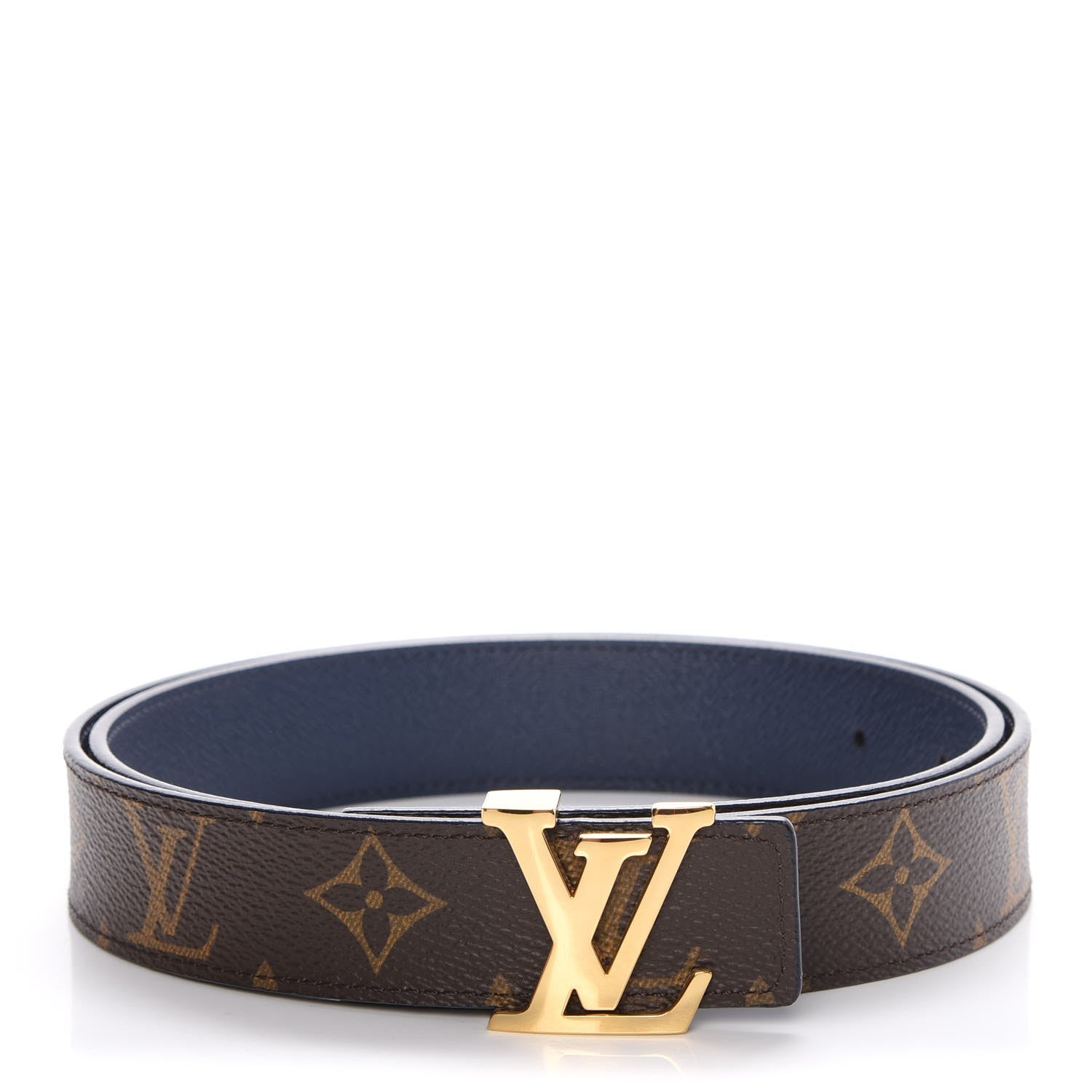 Louis Vuitton Calfskin Monogram 30mm LV Initiales Reversible Belt 85 34 Indigo 1 of 9