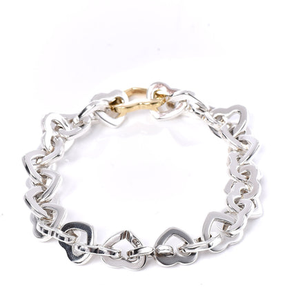 Tiffany Sterling Silver 18K Yellow Gold Heart Links Bracelet 3 of 5