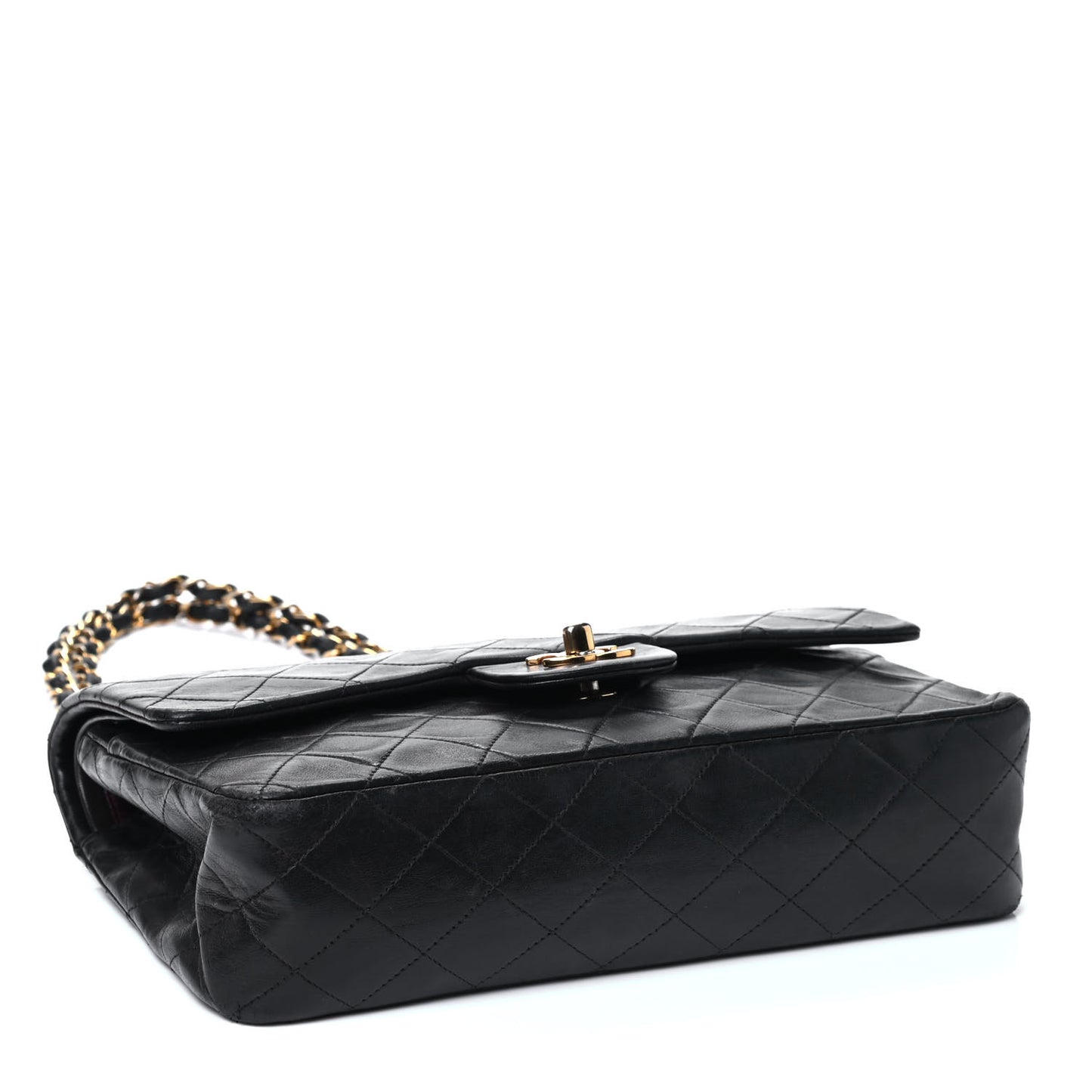Lambskin Quilted Medium Double Flap Black