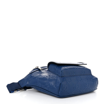 Gucci Calfskin GG Tennis Embossed Pocket Belt Bag 90 Intense Metal Blue 4 of 11