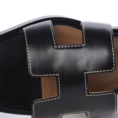 Hermes Box Calfskin Oran Sandals 37 Black 15 of 17