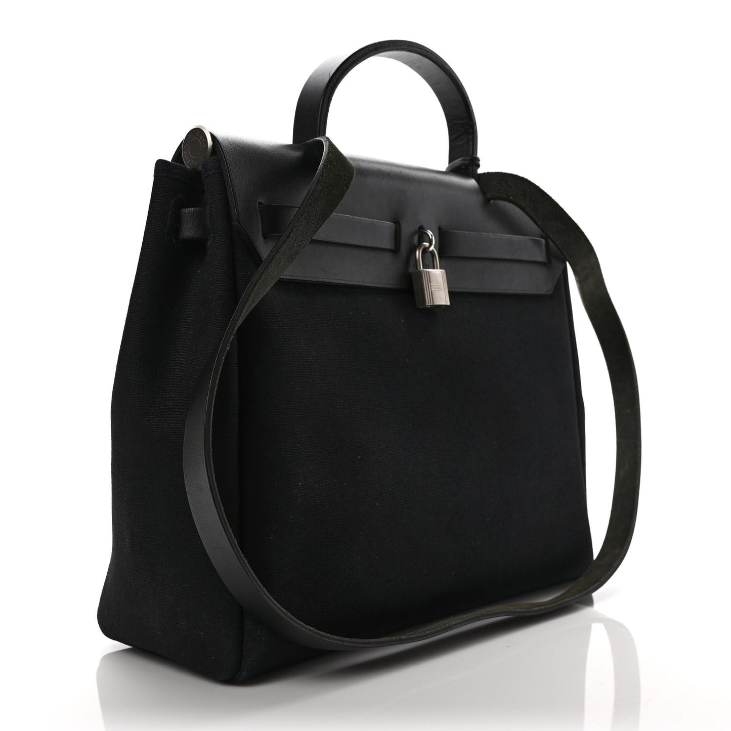 Toile Vache Calfskin Herbag 30 PM Black