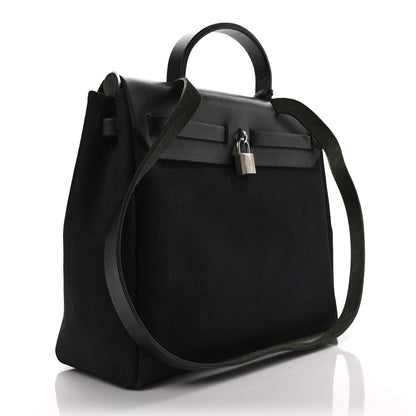 Hermes Toile Vache Calfskin Herbag 30 PM Black 3 of 11