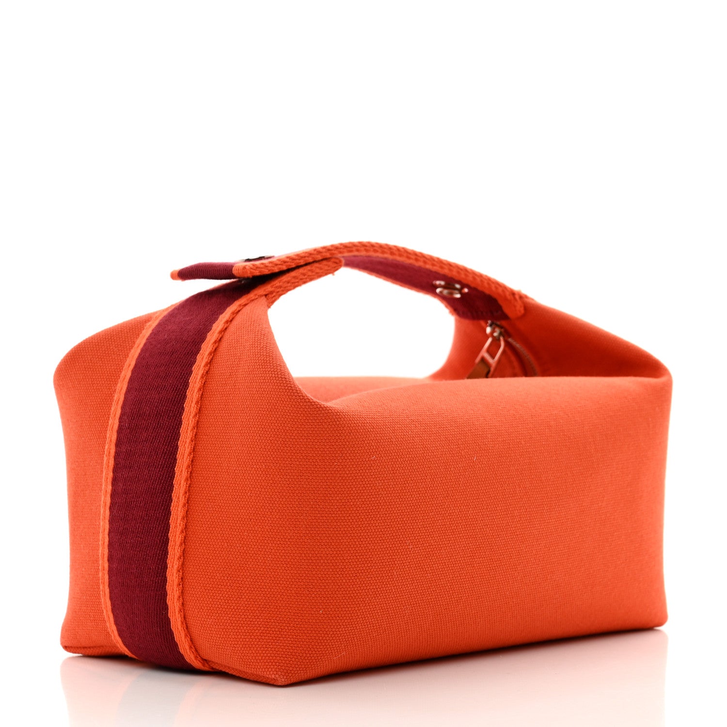 Hermes Canvas Small Bride-A-Brac Pouch Orange Burgundy 3 of 6