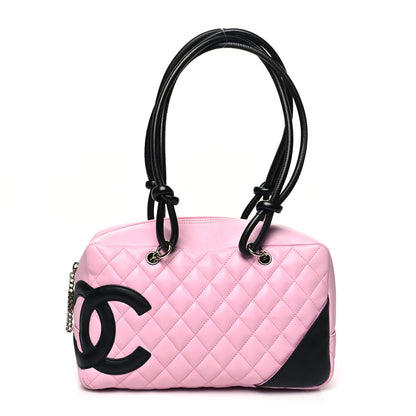 Chanel Calfskin Quilted Large Cambon Bowler Pink Black Pink Black 1 of 15