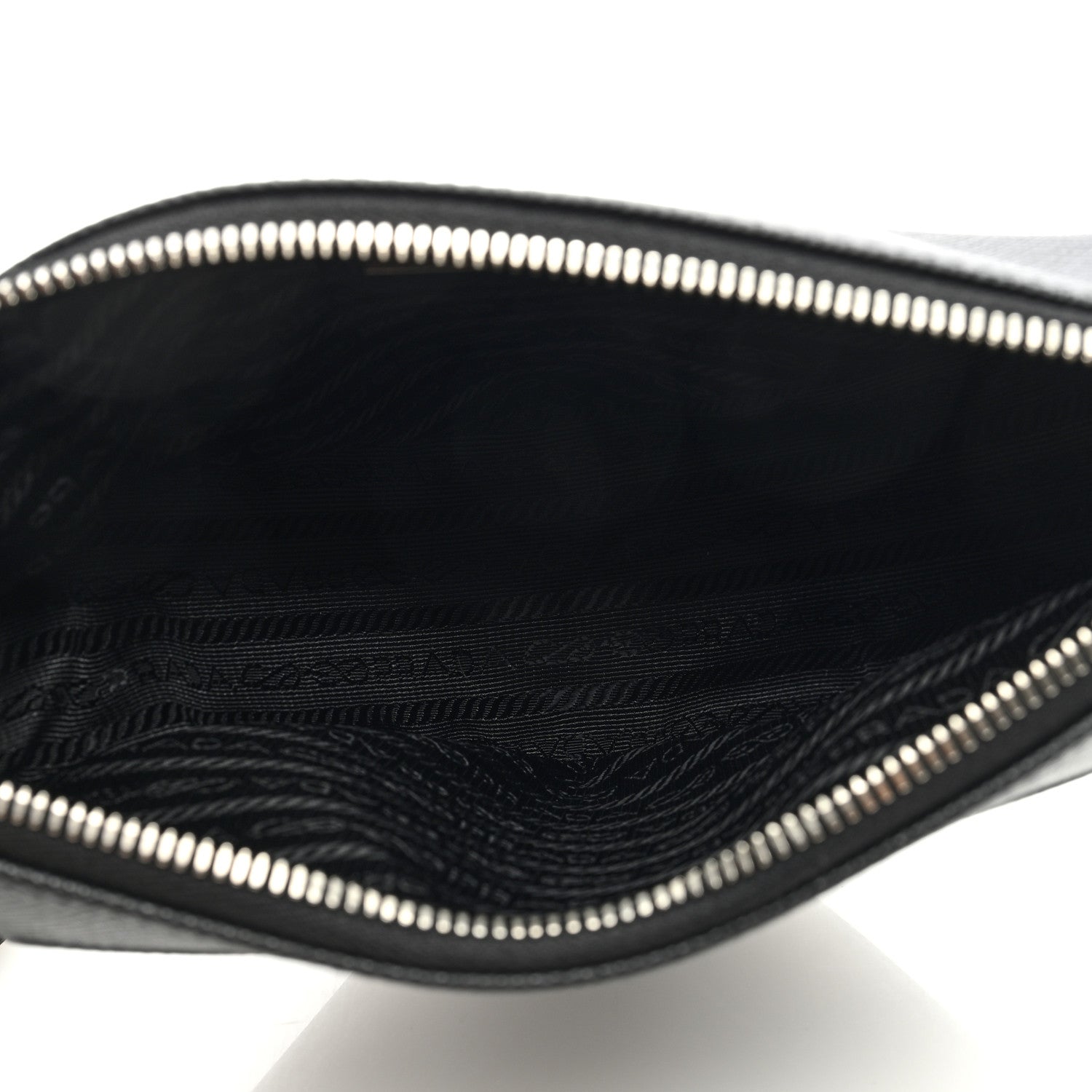 Prada Saffiano Cuir Triangle Logo Embossed Triangle Wristlet Black 5 of 8