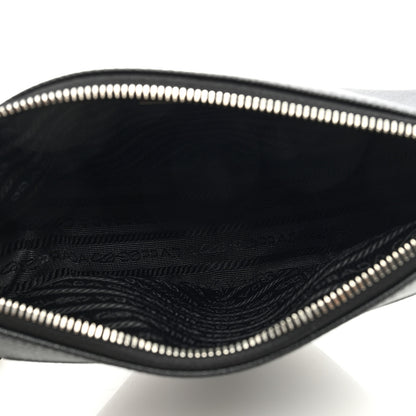 Prada Saffiano Cuir Triangle Logo Embossed Triangle Wristlet Black 5 of 8