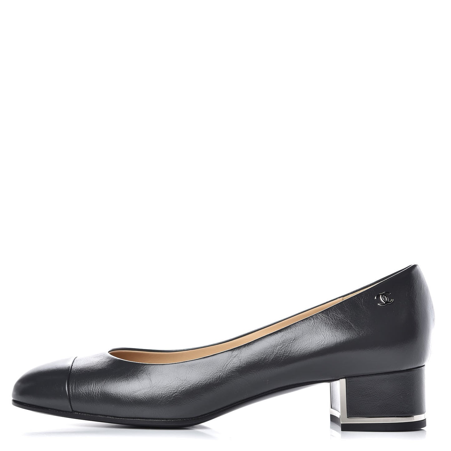 Calfskin CC Pumps 39 Dark Grey