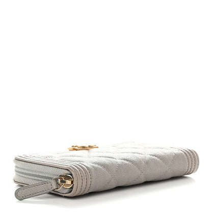 Chanel Caviar Quilted Boy Small Zip Around Wallet Grey 4 of 9
