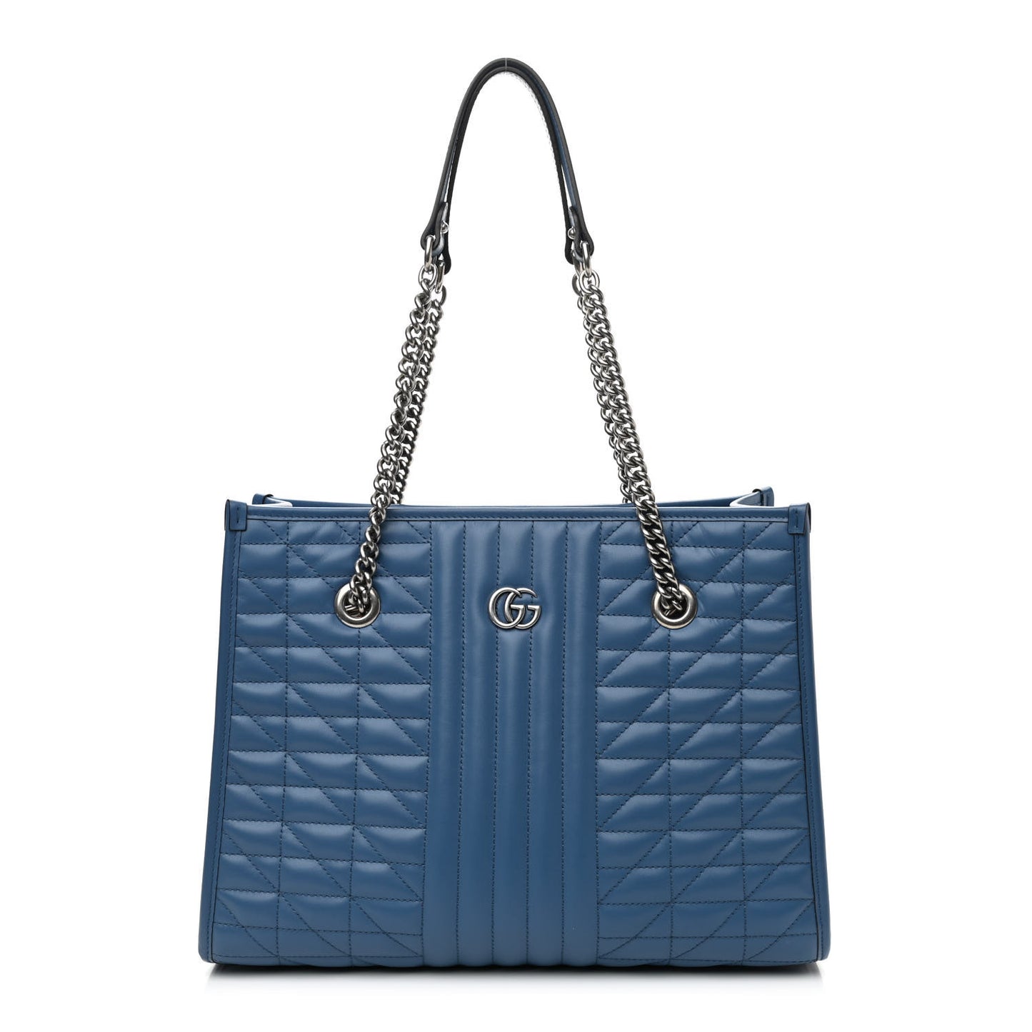 Calfskin Matelasse Aria Medium GG Marmont Shoulder Tote Clear Blue