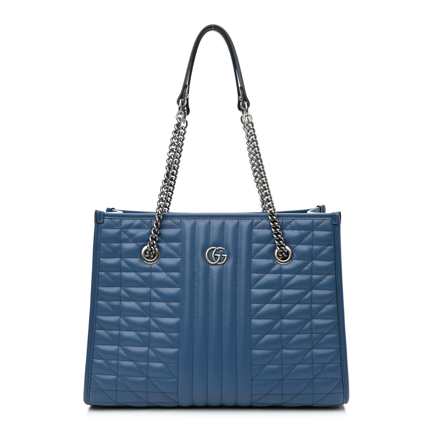 Gucci Calfskin Matelasse Aria Medium GG Marmont Shoulder Tote Clear Blue 1 of 10
