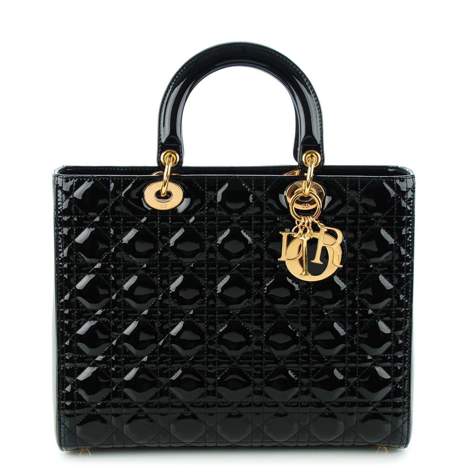 Christian Dior Patent Cannage Large Lady Dior Black 1 of 10