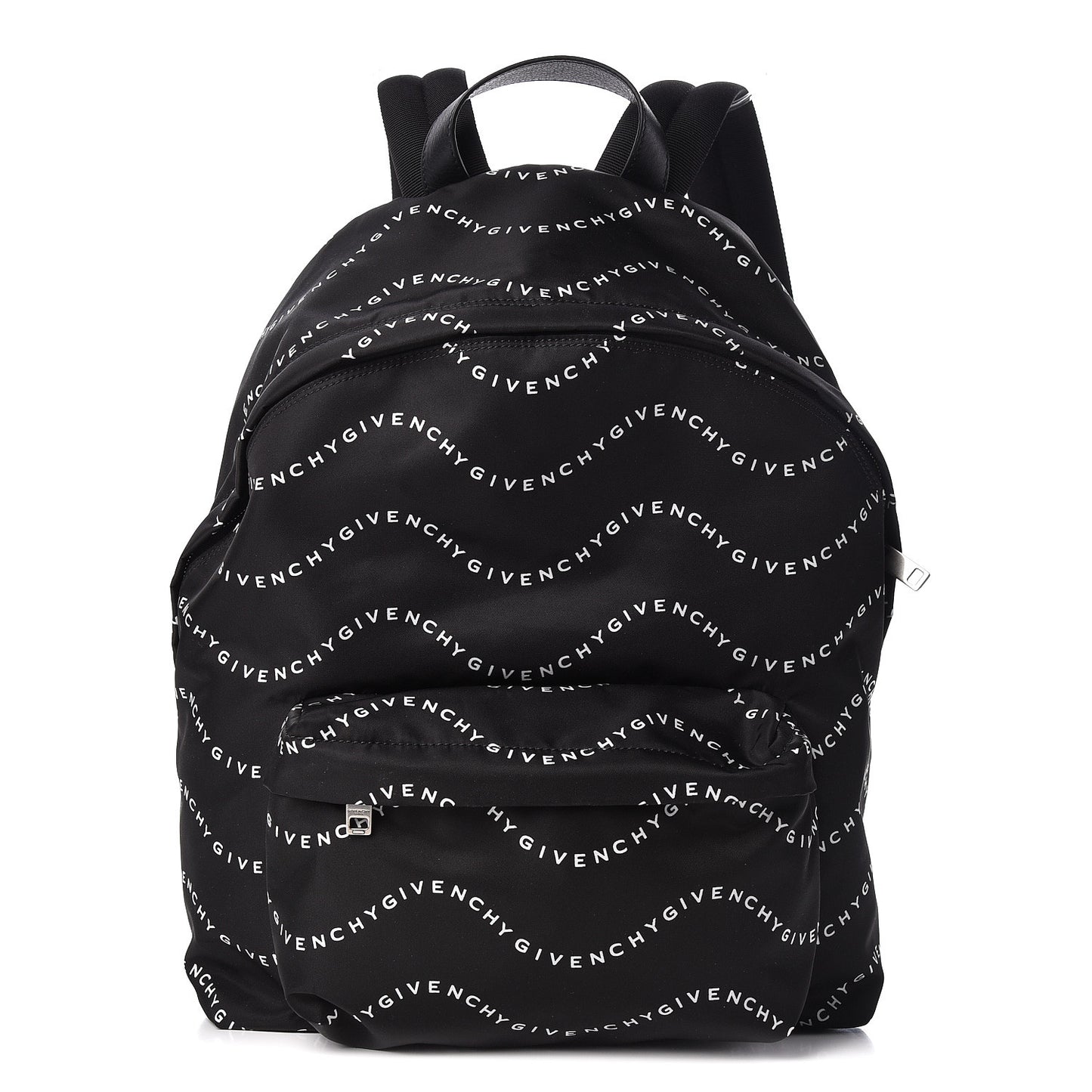 Nylon Waves Print Urban Backpack Black White
