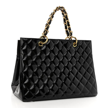 Chanel Patent Quilted Grand Shopping Tote GST Black 3 of 11