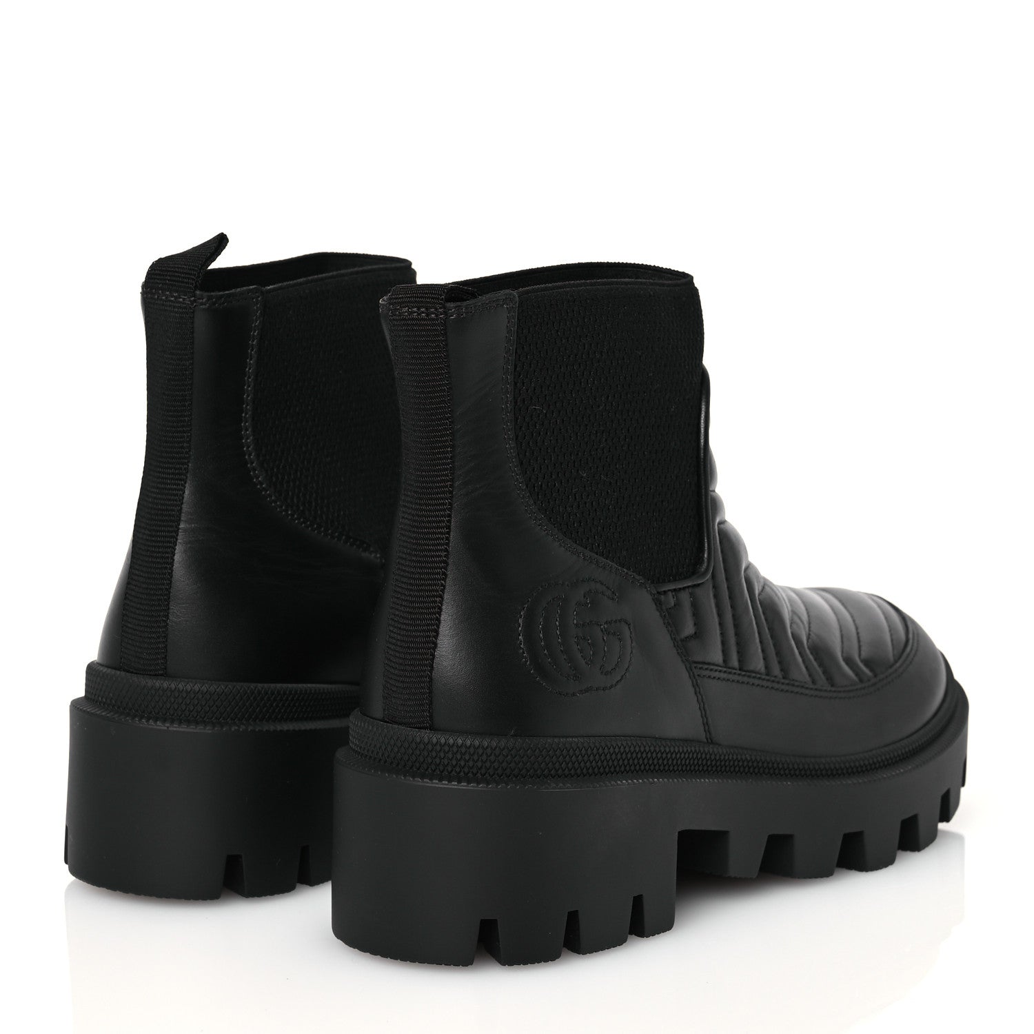 Gucci Calfskin Nappa Matelasse Frances Chelsea Boots 37 Black 4 of 12