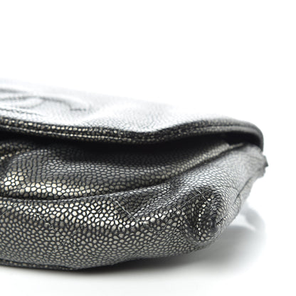 Chanel Metallic Caviar Half Moon Wallet On Chain WOC Dark Silver 6 of 11