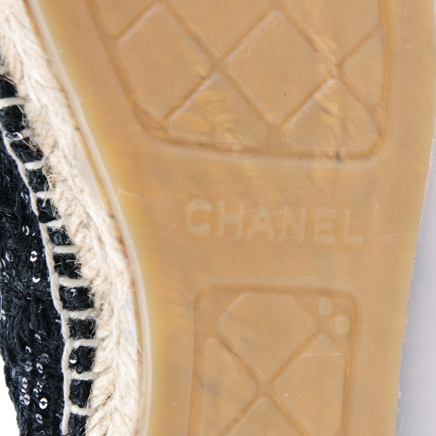 Tweed Patent Goatskin Sequin CC Espadrilles 37 Black