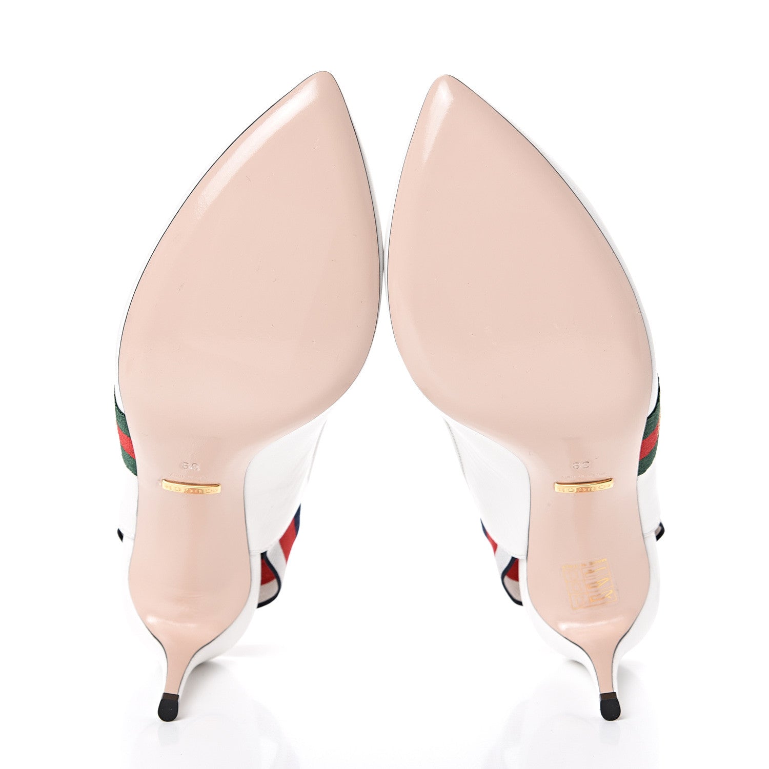Gucci Malaga Kid Web Sylvie Mid Heel Slingback Pumps 39 White 5 of 11