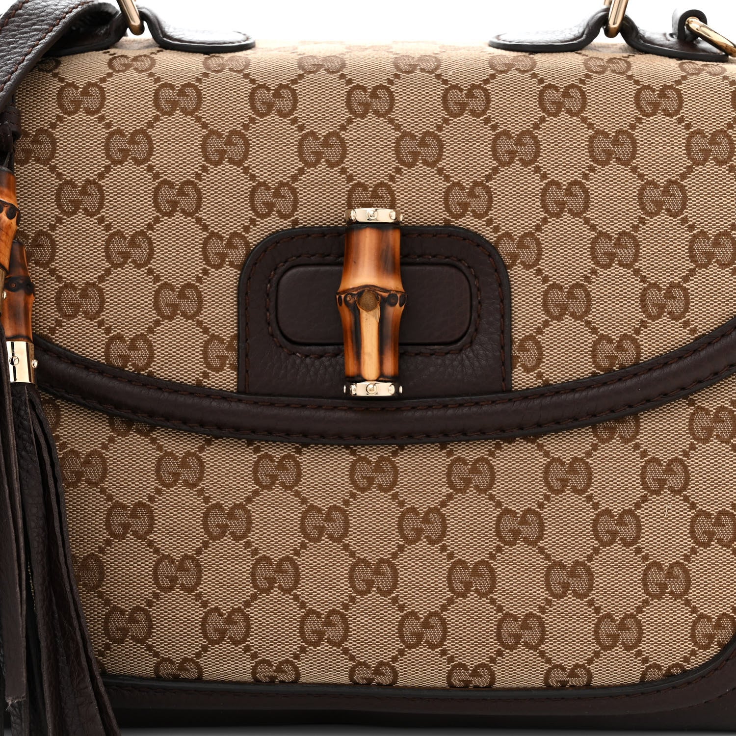 Gucci Monogram Large New Bamboo Top Handle Bag Brown 8 of 10
