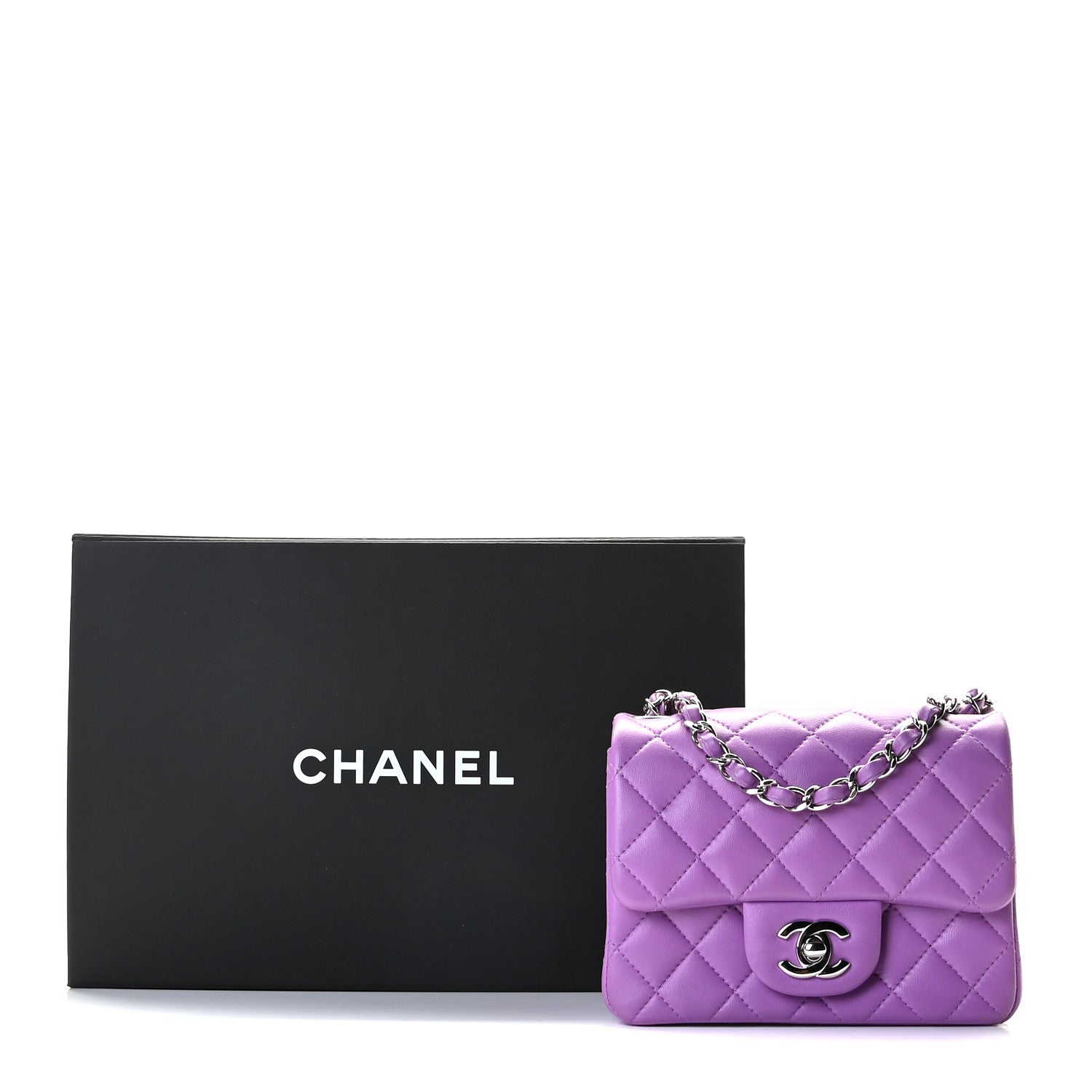 Chanel Lambskin Quilted Mini Square Flap Purple 11 of 11