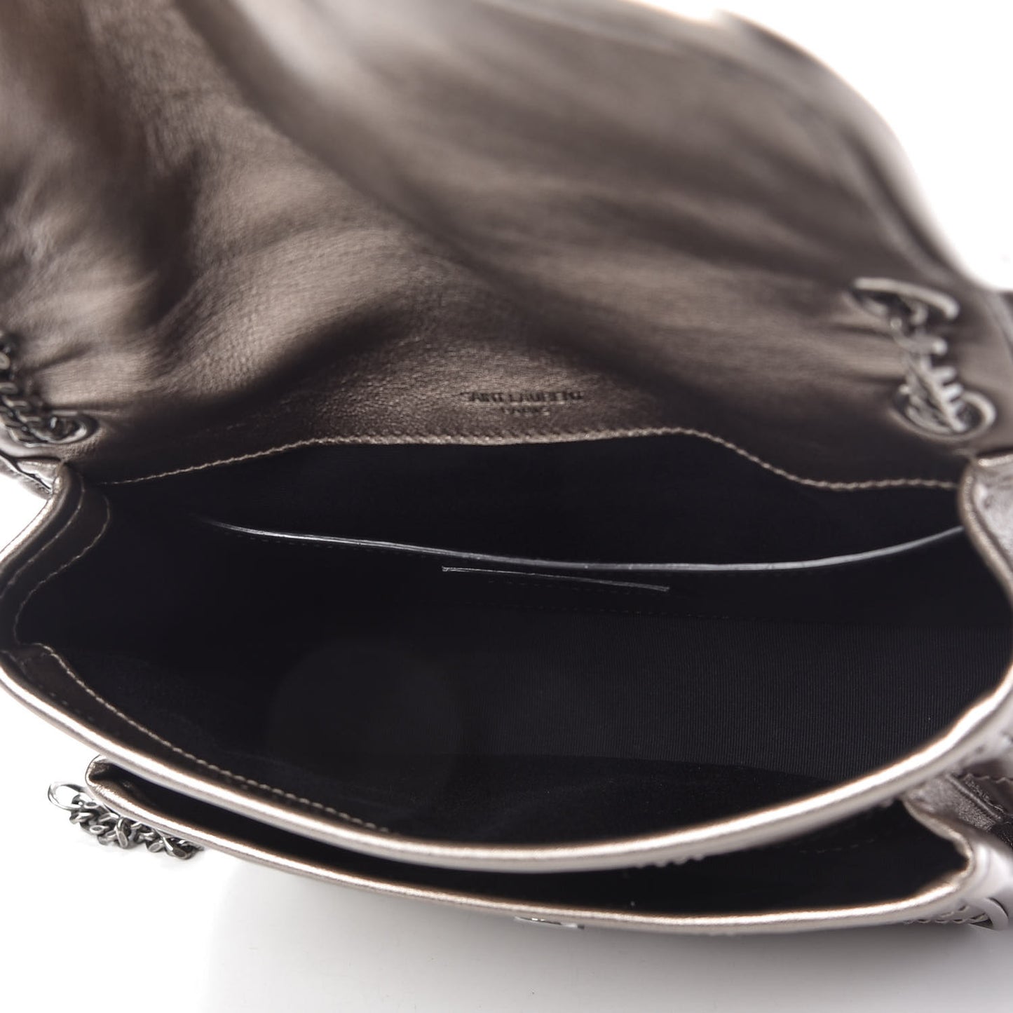 Crinkled Calfskin Matelasse Monogram Baby Niki Chain Satchel Platinum