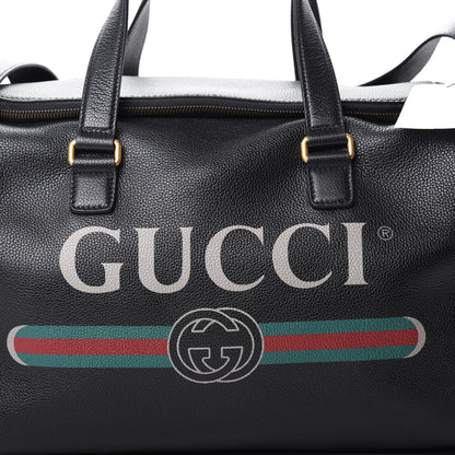 Gucci Grained Calfskin Logo Duffle Bag Black 7 of 11