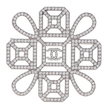 Chanel Crystal CC Brooch Silver 1 of 5