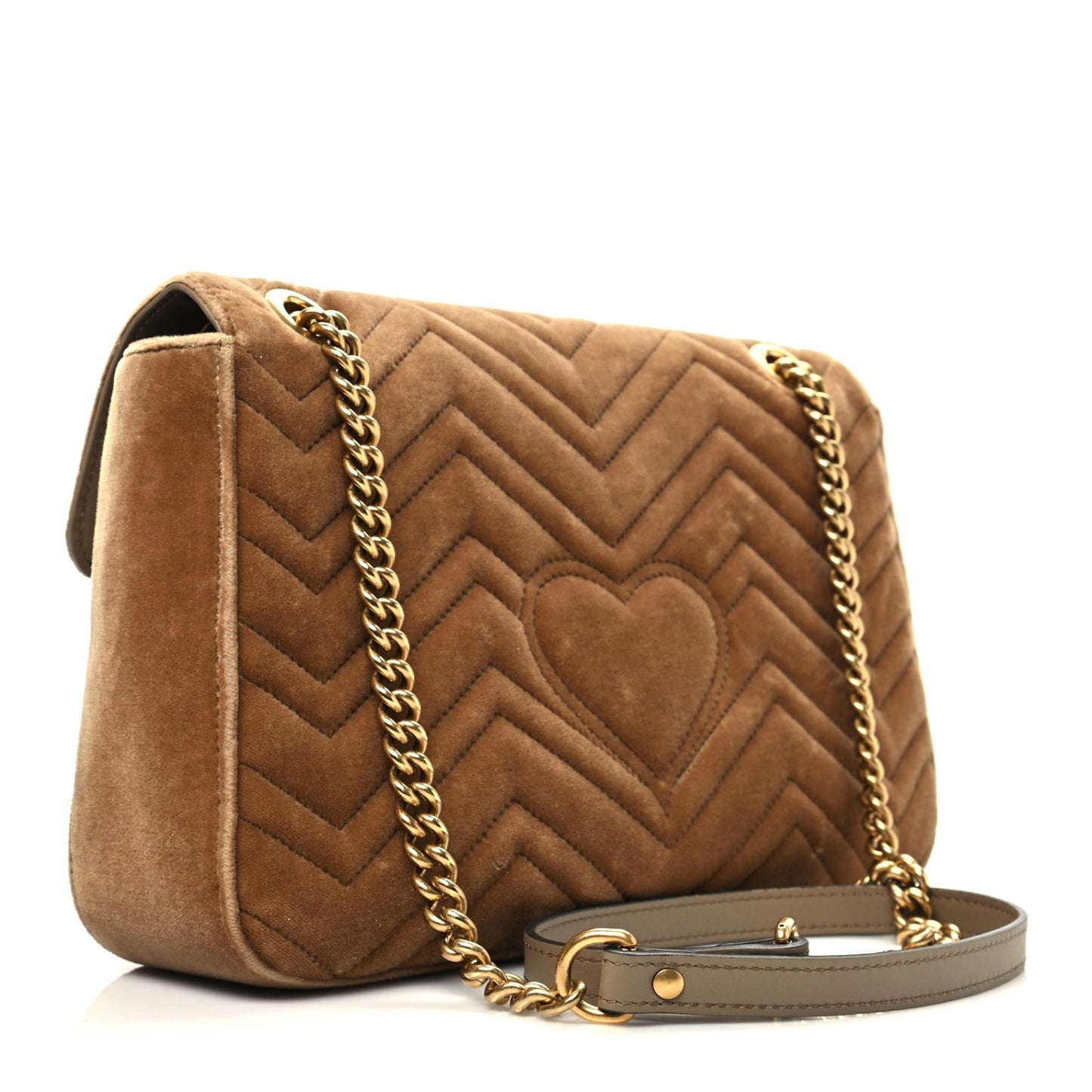 Velvet Matelasse Medium GG Marmont Shoulder Bag Taupe