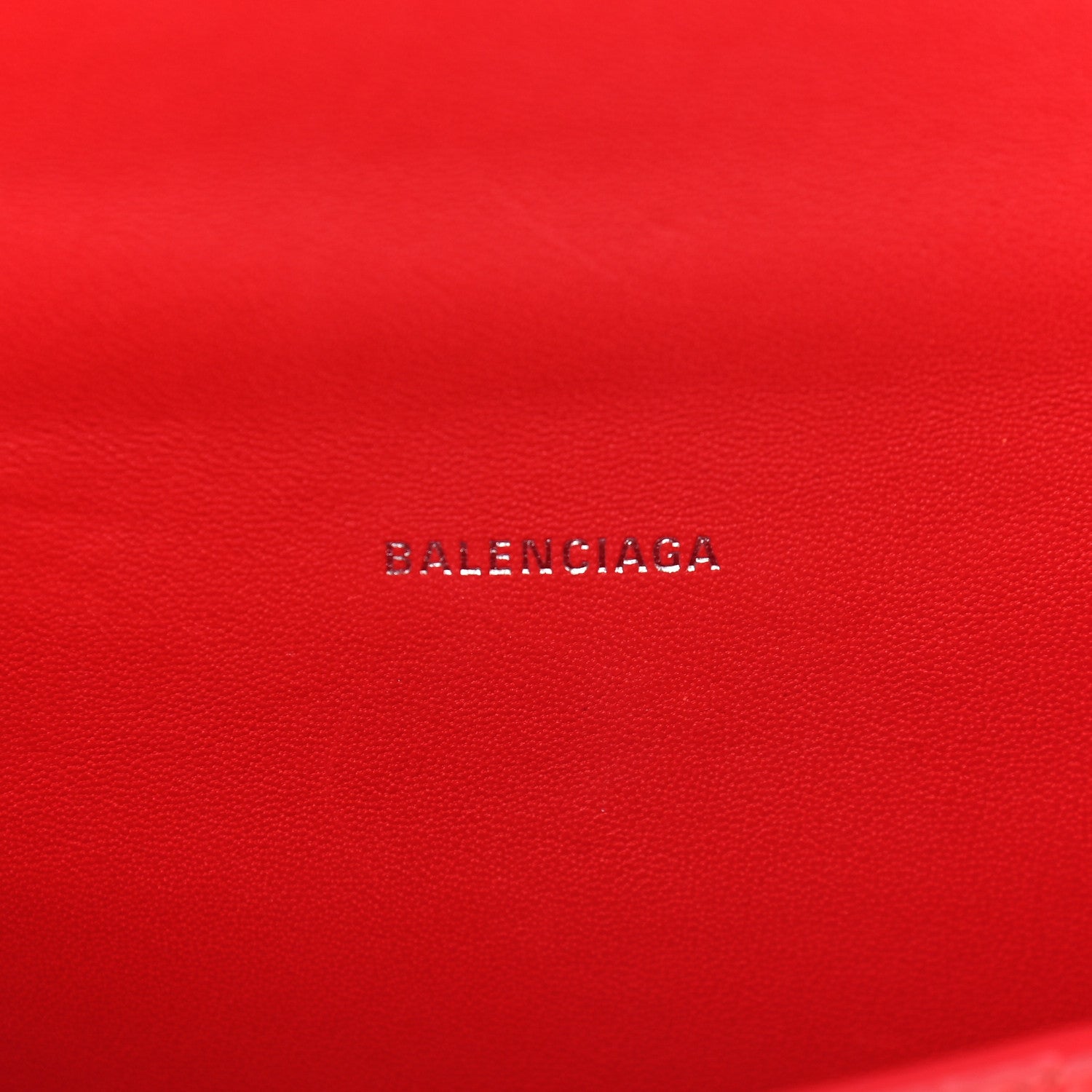 Balenciaga Shiny Calfskin Tonal B Crocodile Embossed Hourglass Top Handle Bag XS Bright Red 8 of 8