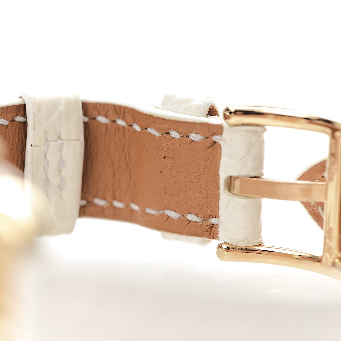 18K Yellow Gold Alligator Diamond Bezel Mother of Pearl 23mm Cape Cod Quartz Watch Blanc